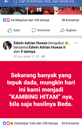 Status GALAU Ketua DPD PDI Perjuangan Maluku, Edwin Adrian Huwae (foto istimewa)